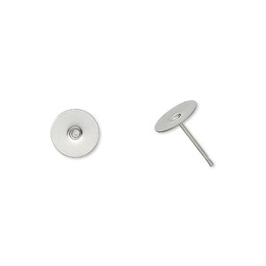 Earstud 1pkg100, 8mm flat pad, stainless steel 50 pair