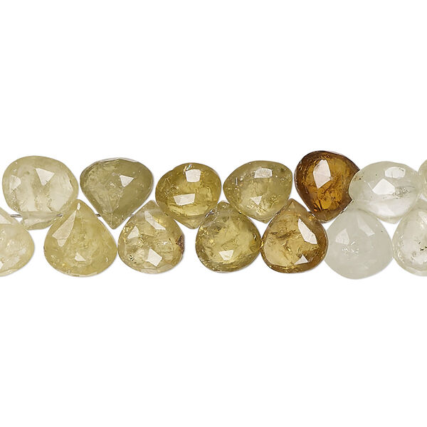 Bead, grossularite garnet (natural), 7x6mm-8mm hand-cut top-drilled faceted puffed teardrop, B+ grade, Mohs hardness 6-1/2 to 7-1/2. Sold per 8-inch strand, approximately 55 beads. image number 0