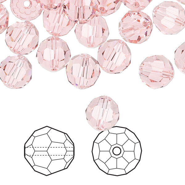 Bead 288pk light rose, Swarovski® 8mm round 5000 image number 0