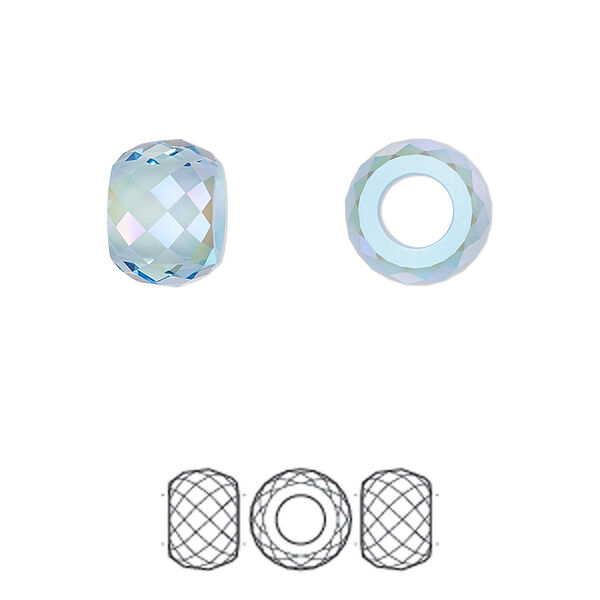Bead 12pk aquamarine shimmer 2X, Swarovski® 11x7.75mm briolette XXL hole 5043 image number 0