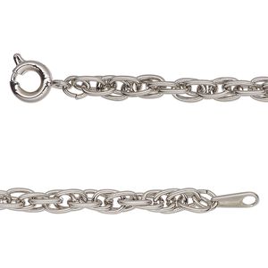 Chain, antique silver-finished brass, 4mm double rope, 36 inches with springring clasp. Sold individually.
