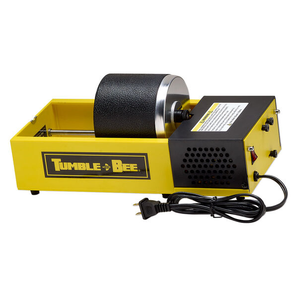 Tumbler, Tumble Bee®, ABS plastic / steel / rubber, yellow / black / silver, 13x6x6-inches with 4.5x4.5-inch single barrel. Sold individually. image number 0