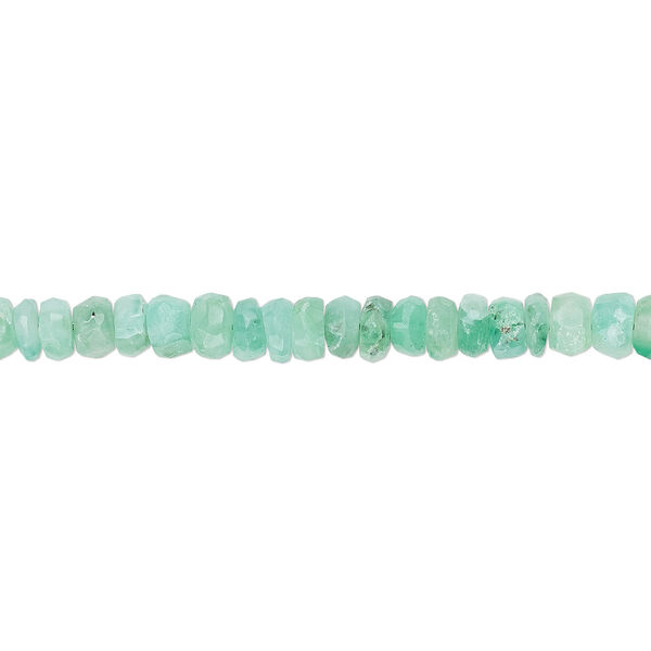 Bead, emerald (dyed), light, 3x1mm-5x3mm hand-cut faceted rondelle, C grade, Mohs hardness 7-1/2 to 8. Sold per 14-inch strand. image number 0