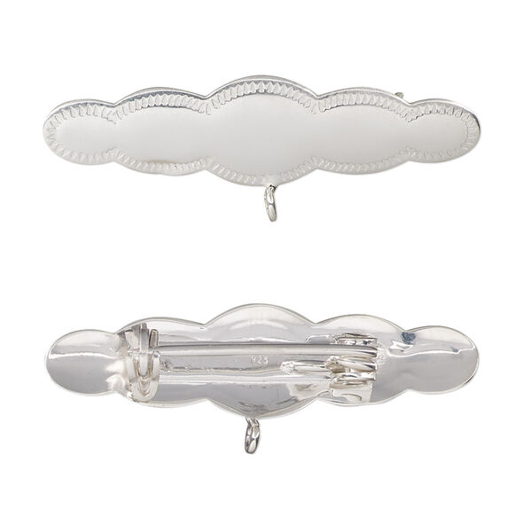 Pin back, sterling silver, 35x10mm with closed loop. Sold individually. image number 0