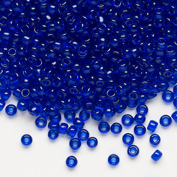 Seed bead, Dyna-Mites™, glass, transparent cobalt, #8 round. Sold per 1/2 kilogram pkg. image number 0