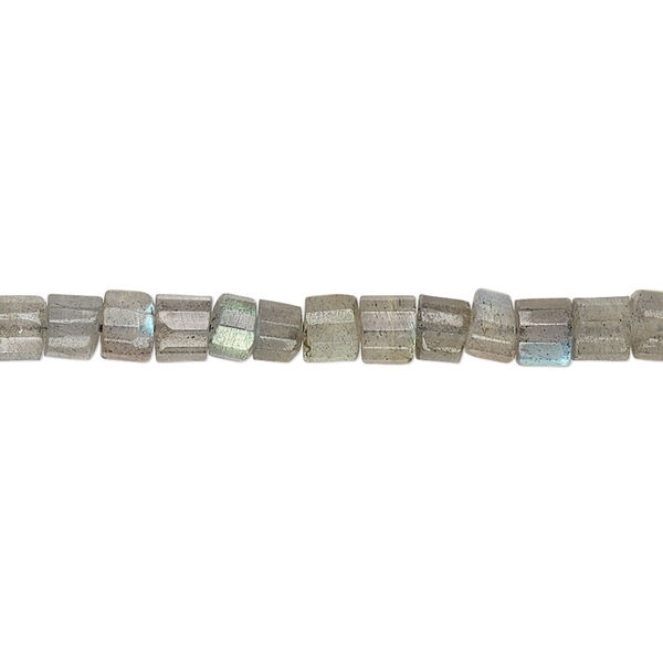 Bead, labradorite (natural), 4x3mm-6x4mm hand-cut faceted heishi, B grade, Mohs hardness 6 to 6-1/2. Sold per 12-inch strand. image number 0