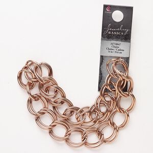 Chain, steel, pkg/14 inches, 17.1mm double curb, copper finish.