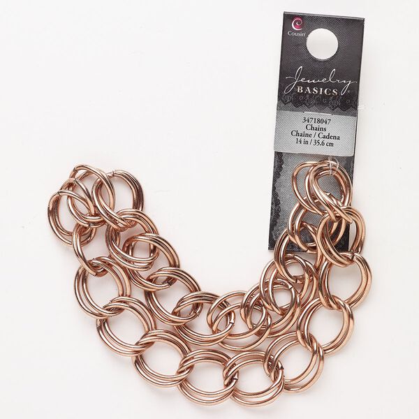 Chain, steel, pkg/14 inches, 17.1mm double curb, copper finish. image number 0