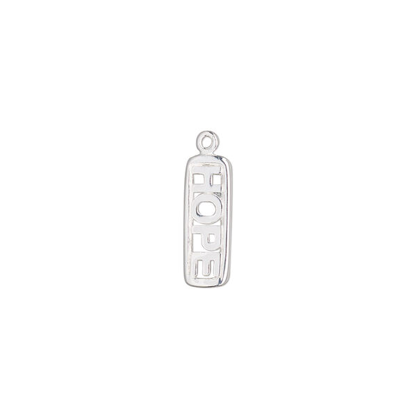 Drop, sterling silver, 14x5mm single-sided rectangle with cutout "Hope." Sold individually. image number 0