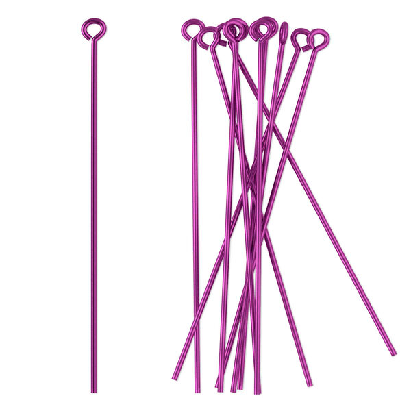 Eye pin, niobium, pink, 1-3/4 inches long, 21 gauge. Sold per pkg of 10. image number 0