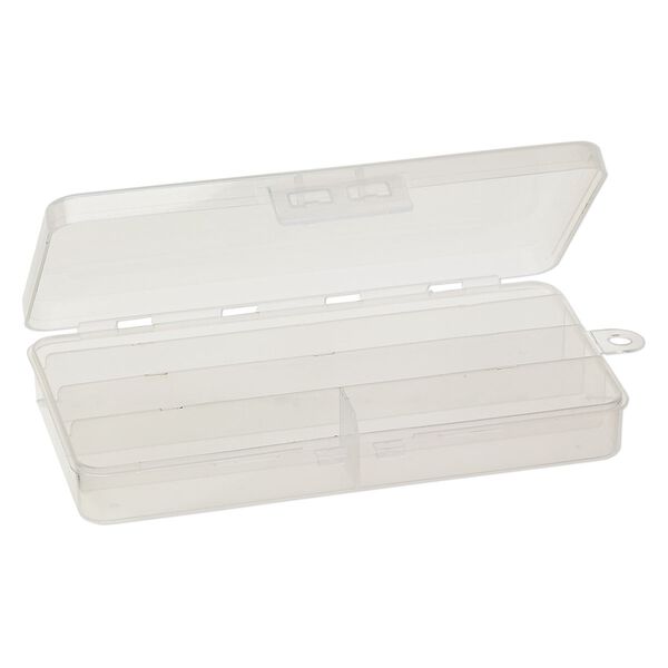 Organizer box, plastic, clear, 5 wide cells, 7x3-3/4 x1 inch. Sold per pkg of 2. image number 1