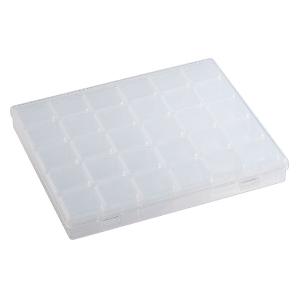 Organizer box, plastic, clear, 8-1/2 x 7 x 1-inch rectangle, (30) containers with snap top. Sold individually. image number 2