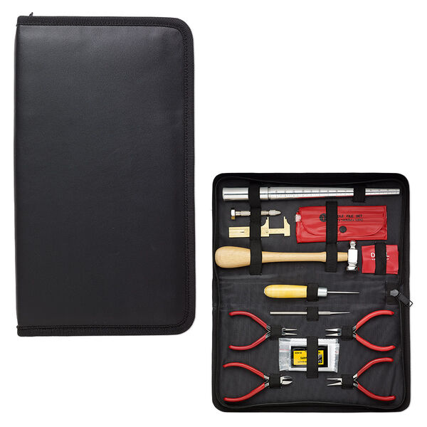 Jewelry-making tool set, steel, pkg/1, chasing hammer / mixed pliers / needle files, mixed colors. image number 0