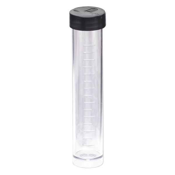 Vial, acrylic, clear and black, 4 x 3/4 inches with twist-off cap. Sold per pkg of 6. image number 2