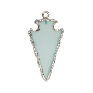 Chalcedony / sterling silver 1pkg1, electroplated arrowhead charm 30x15mm