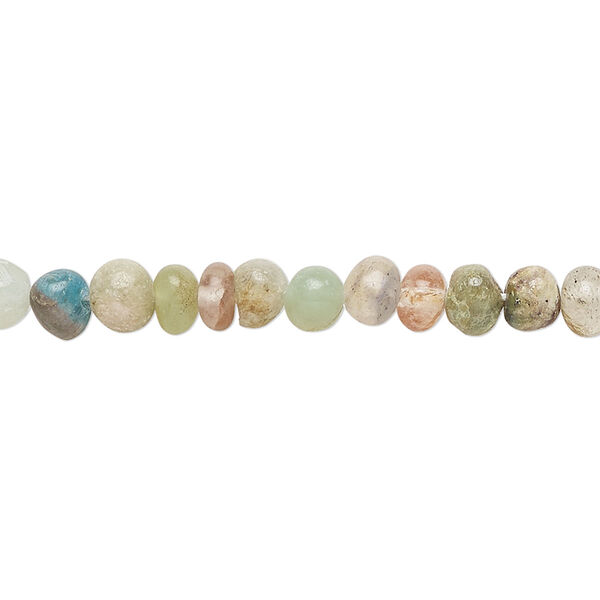 Bead, multi-gemstone (natural / dyed / heated), small hand-cut pebble, Mohs hardness 3-7. Sold per 14-inch strand, approximately 85 beads. image number 0