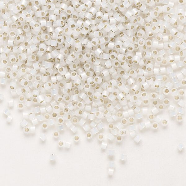 Seed bead, Delica®, glass, pkg/50g, #11 round, translucent silver-lined opal (DB-0221). image number 0