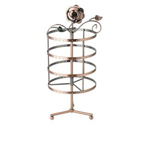 Display, earring, antique copper-finished steel, 13-3/4 x 6-1/4 x 6-inch round, rose series. Sold individually.