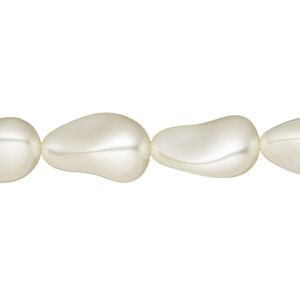 Pearl 10pk cream, Crystal Passions® 16x11mm baroque drop 5843
