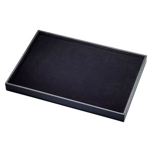 Display tray, earring, leatherette and velveteen, black, 13-3/4 x 1-1/4 x 9-1/2 inches with insert, holds up to 99 pairs. Sold individually.