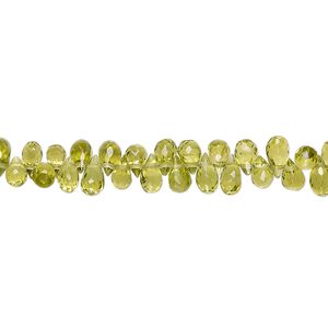 Peridot 1pkg1, hand-cut top-drilled faceted teardrop bead natural 8 inch 4x3mm-7x4mm