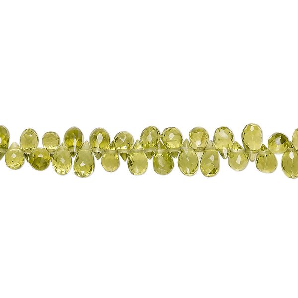 Peridot 1pkg1, hand-cut top-drilled faceted teardrop bead natural 8 inch 4x3mm-7x4mm image number 0