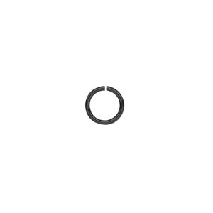 Jump ring, black-finished brass, 8mm round, 6mm inside diameter, 18 gauge. Sold per pkg of 50.