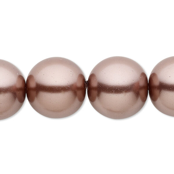 Bead, crystal pearl, brown, 16mm round. Sold per 15-1/2" to 16" strand, approximately 25 beads. image number 0