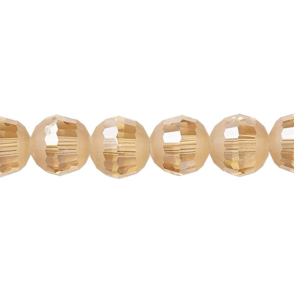 Bead 1pk 96 facets translucent amber peach AB half-matte, Celestial Crystal® 10mm round 8 inch image number 0