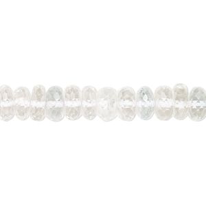 White topaz / sky blue topaz 1pkg1, hand-cut micro-faceted rondelle bead 8 inch 7x3mm-8x4mm