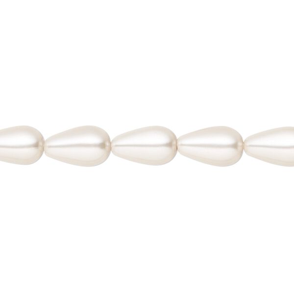 Pearl 150pk white, Preciosa Czech crystal 10x6mm pear image number 0