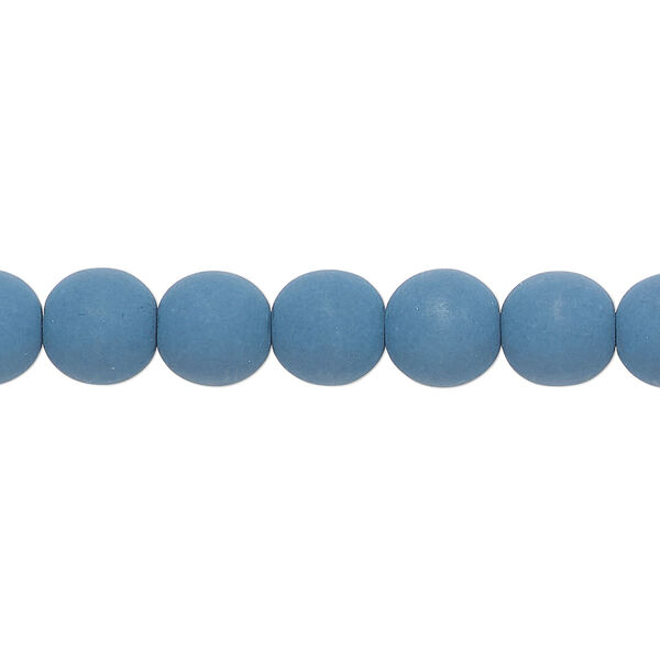 Bead, Czech coated glass, opaque matte dark navy blue, 8mm round. Sold per 7-inch strand, approximately 20 beads. image number 0