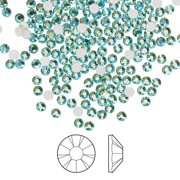 Flat back 1440pk Caribbean Sea AB foil back, Preciosa MAXIMA Czech crystal hotfix rhinestone 2.3-2.5mm chaton rose round SS8 image number 0