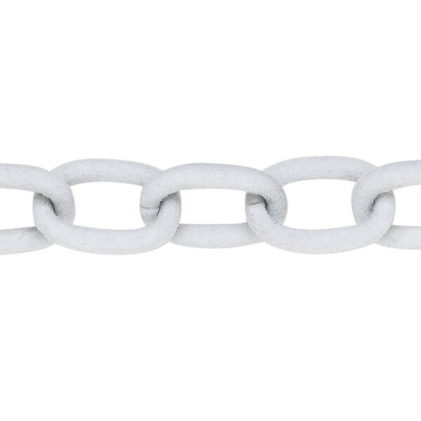 Chain, aluminum, flocked white, 12mm cable. Sold per pkg of 24 inches. image number 0