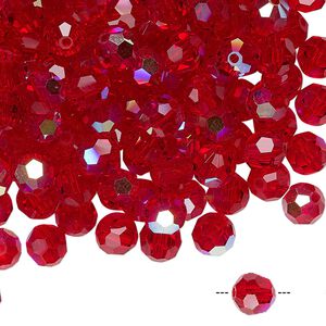 Bead 144pk light Siam AB, Preciosa Czech crystal 6mm round