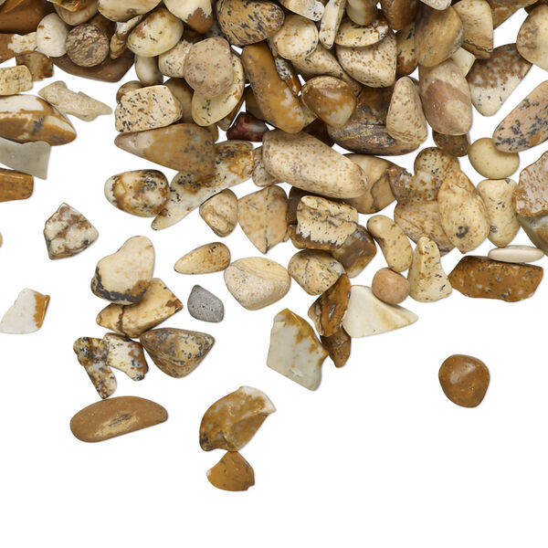 Inlay chip, picture jasper (natural), mini undrilled tumbled polished chip, Mohs hardness 6-1/2 to 7. Sold per 2-ounce pkg. image number 0