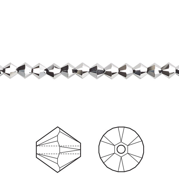 Bead 48pk crystal light chrome 2X, Crystal Passions® 4mm bicone 5328 image number 0