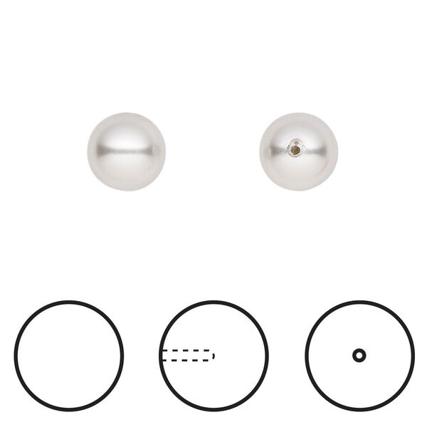 Pearl 250pk light grey, Swarovski® 8mm half-drilled round 5818 image number 0