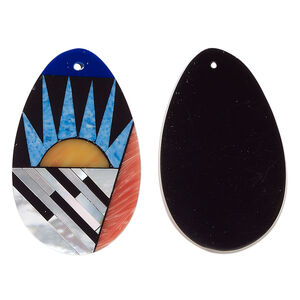 Multi-shell 1pkg1, teardrop focal multicolored 30x19mm