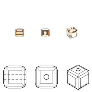 Bead 12pk crystal metallic sunshine, Crystal Passions® 4mm cube 5601
