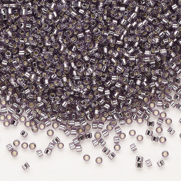 Seed bead, Delica®, glass, pkg/7.5g, #11 round, transparent silver-lined amethyst purple (DB-1205). image number 0