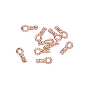 Crimp end, JBB Findings, copper-plated brass, 5x2mm tube with loop, 0.6mm inside diameter. Sold per pkg of 10.