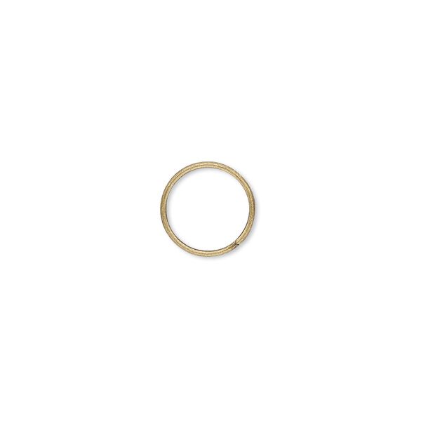 Jump ring, antique gold-plated brass, 10mm round, 8.4mm inside diameter, 20 gauge. Sold per pkg of 500. image number 0