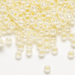 Seed bead, Miyuki, glass, pkg/25g, #6 rocaille, opaque inside dyed color luster light daffodil (RR-516).