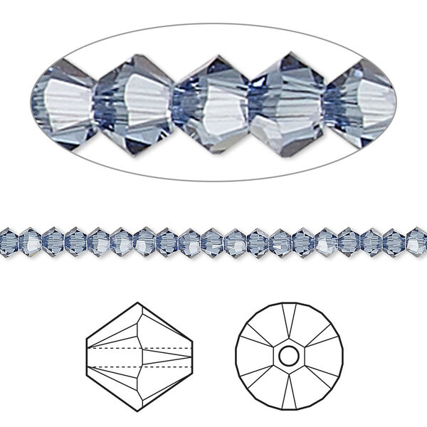 Bead 144pk denim blue, Crystal Passions® 3mm bicone 5328 image number 0