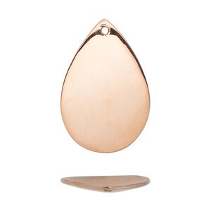 Drop, copper, 29x19mm smooth curved teardrop. Sold individually.