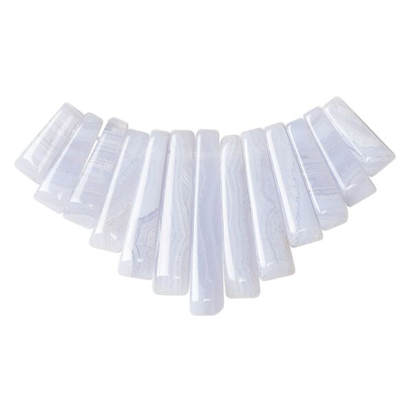 Blue lace agate 1pkg13, fan focal natural 26x10mm-29x12mm image number 0