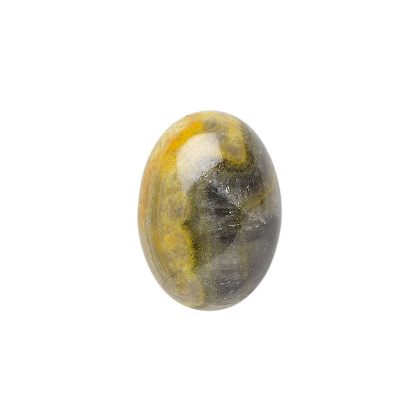 Cabochon, bumblebee "jasper" (natural), 18x13mm calibrated oval, B grade, Mohs hardness 6-1/2 to 7. Sold individually. image number 0