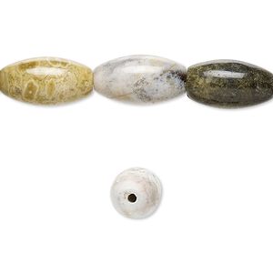 Ocean jasper 1pkg1, oval bead natural 15.5-16 inch 14x8mm