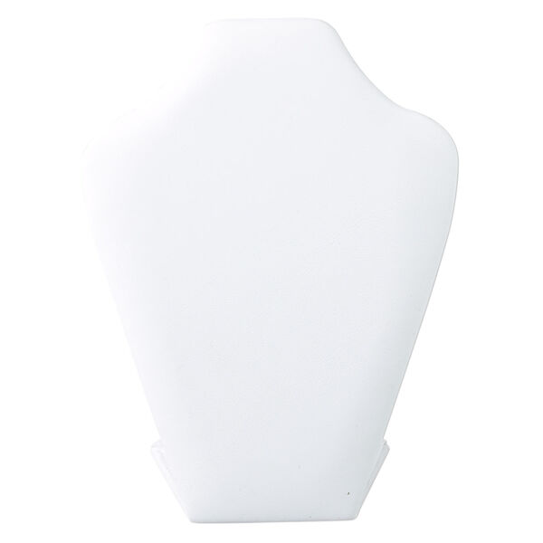 Display, necklace, leatherette and VELCRO&reg;, white, 6-5/8 x 5 x 2-3/4 inches with adjustable back tab. Sold individually. image number 0